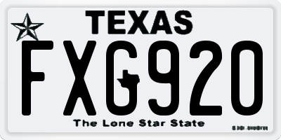 TX license plate FXG920