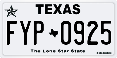 TX license plate FYP0925