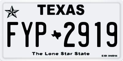 TX license plate FYP2919