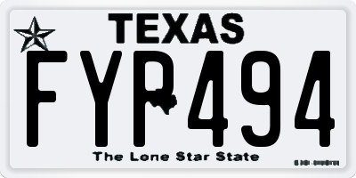 TX license plate FYP494