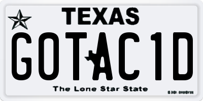 TX license plate G0TAC1D