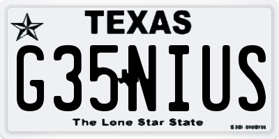 TX license plate G35NIUS