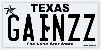 TX license plate GAINZZ