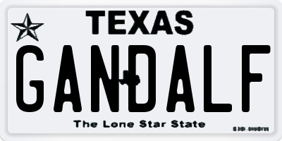 TX license plate GANDALF