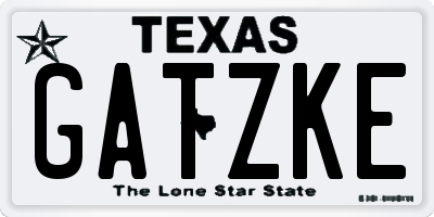 TX license plate GATZKE