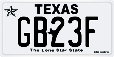 TX license plate GB23F