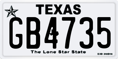 TX license plate GB4735