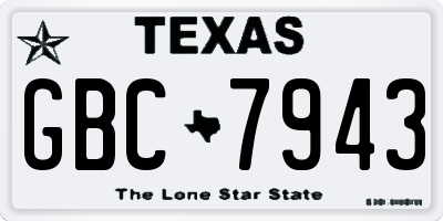 TX license plate GBC7943