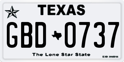 TX license plate GBD0737