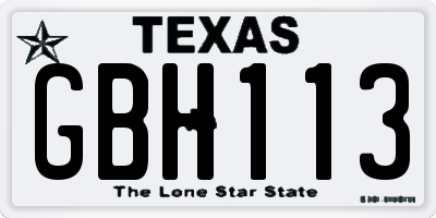 TX license plate GBH113