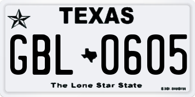 TX license plate GBL0605