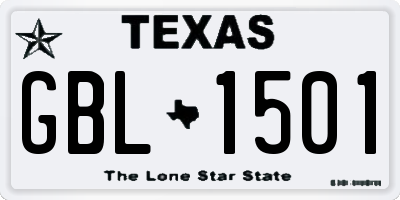 TX license plate GBL1501