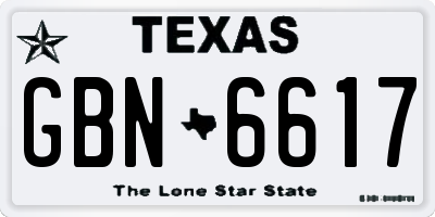 TX license plate GBN6617