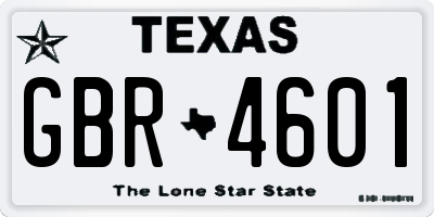 TX license plate GBR4601