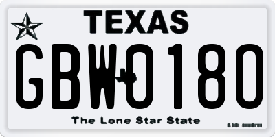 TX license plate GBW018O