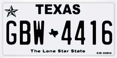 TX license plate GBW4416