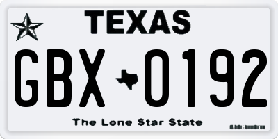 TX license plate GBX0192