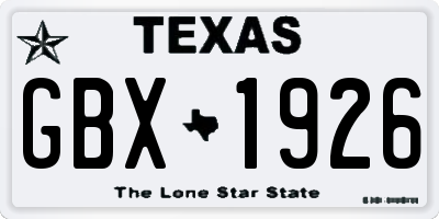 TX license plate GBX1926
