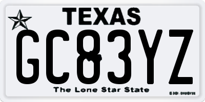 TX license plate GC83YZ