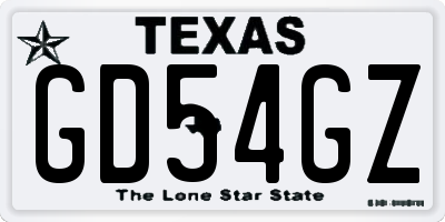 TX license plate GD54GZ