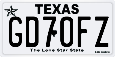 TX license plate GD70FZ