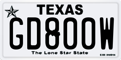 TX license plate GD800W