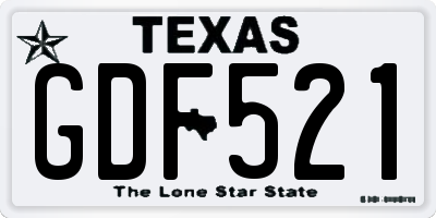 TX license plate GDF521