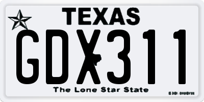 TX license plate GDX311