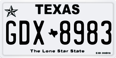 TX license plate GDX8983
