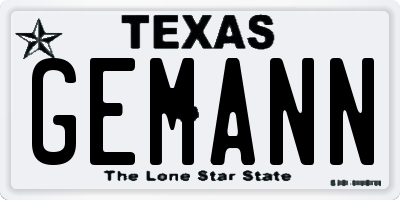 TX license plate GEMANN