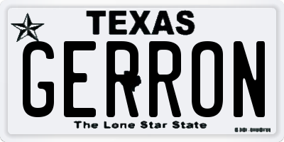 TX license plate GERRON