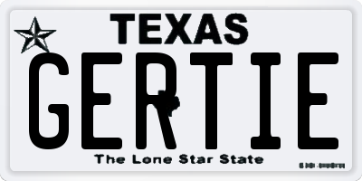 TX license plate GERTIE