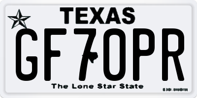 TX license plate GF70PR