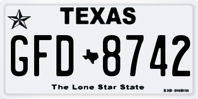 TX license plate GFD8742