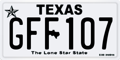 TX license plate GFF107