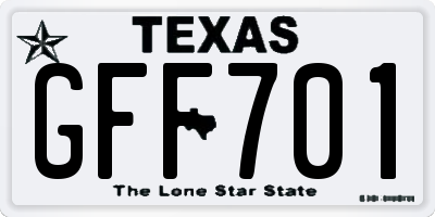 TX license plate GFF701