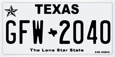 TX license plate GFW2040