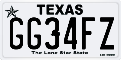 TX license plate GG34FZ