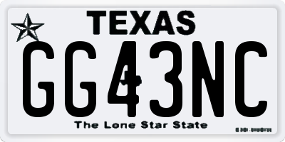 TX license plate GG43NC