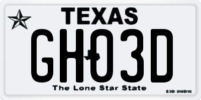 TX license plate GH03D