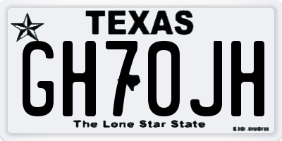 TX license plate GH70JH
