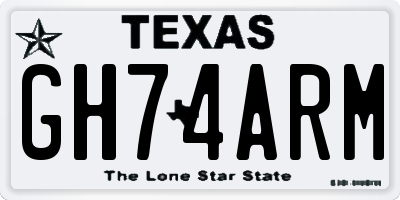 TX license plate GH74ARM