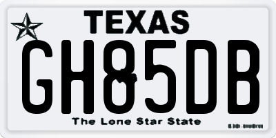 TX license plate GH85DB