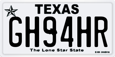 TX license plate GH94HR