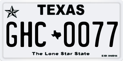 TX license plate GHC0077