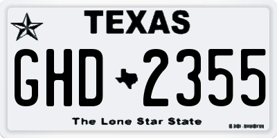 TX license plate GHD2355