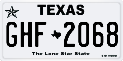 TX license plate GHF2068