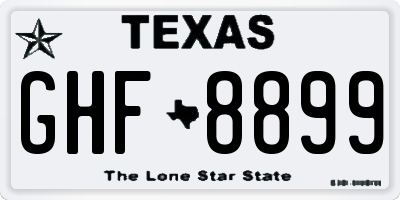 TX license plate GHF8899