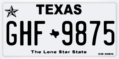 TX license plate GHF9875