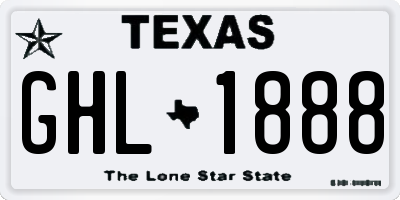 TX license plate GHL1888
